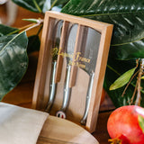 Laguiole Elegance: Cheese Knives & Walnut Cutting Board Set