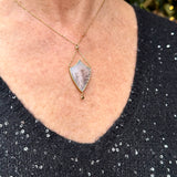 Necklace Dendritic Agate Shield Cognac Diamond Drop