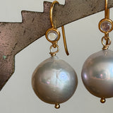 Round Pearl and Moonstone Earrings
