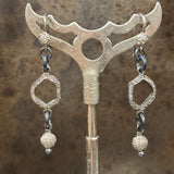 Earring Drop Oxidized Sterling with Diamonds BNR1762