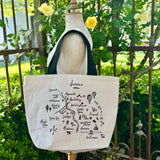 Bag Caligraphy Map Canvas