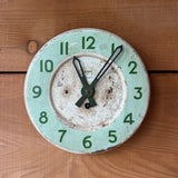 French Vintage Wall Clock Green Enamel