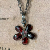 Garnet and Pyrite Flower Necklace