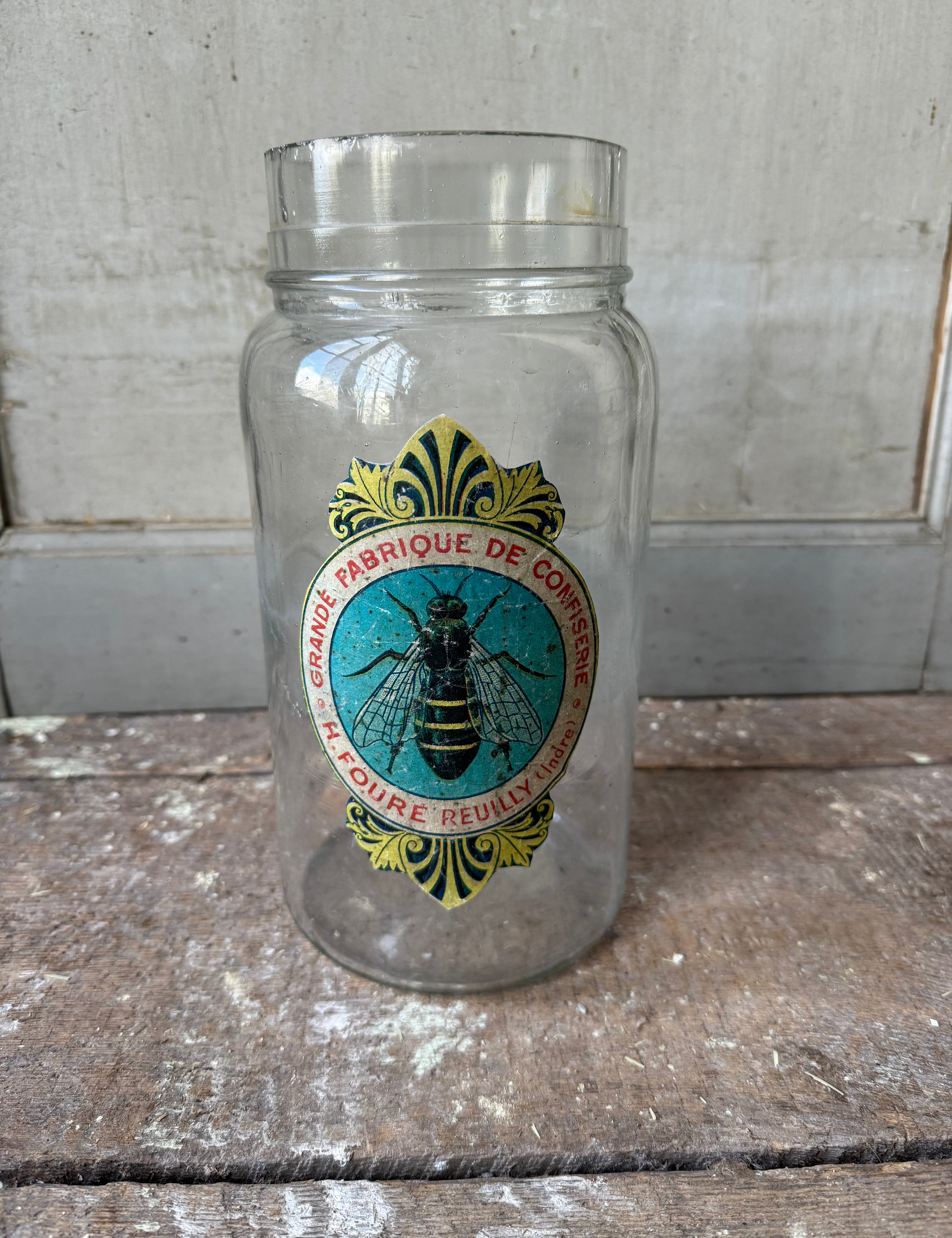 Glass Jar with Vintage Label