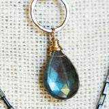 Necklace Pendant 18" in Labradorite or Topaz