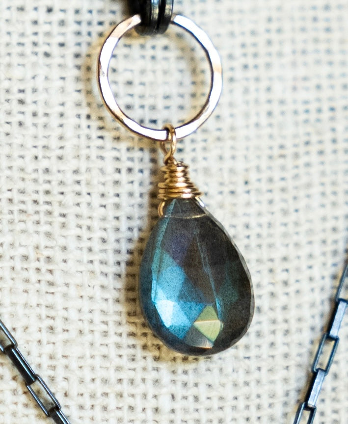 Necklace Pendant 18" in Labradorite or Topaz