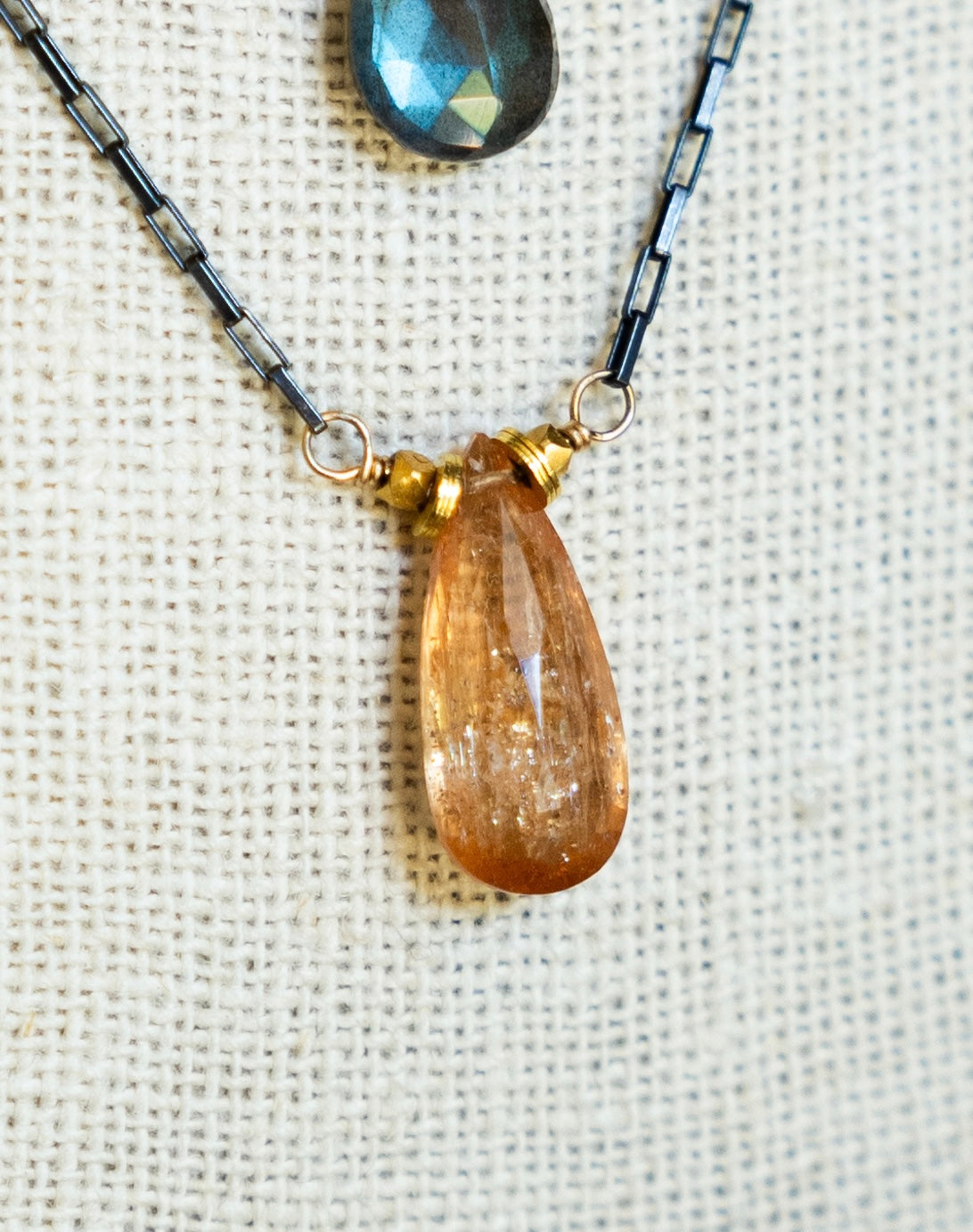 Necklace Pendant 18" in Labradorite or Topaz